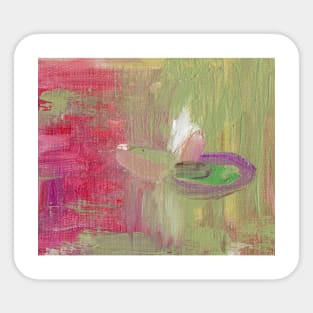 Abstract Oil Painting 3c1 Fuchsia Ametist Olive Sticker